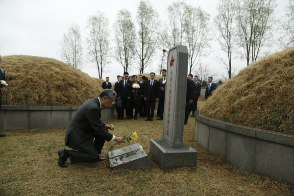 王毅祭扫江东郡中国人民志愿军烈士陵园相关图片